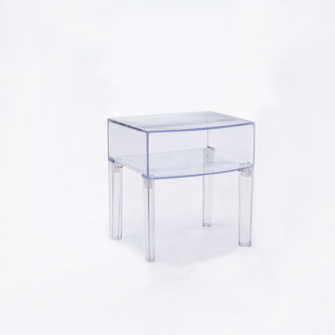 Modern Mid-Century Acrylic Rectangular Nightstand 1/2-Tier Storage Shelves For Bedroom