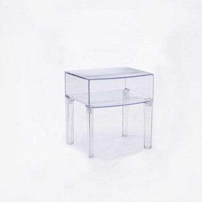 Modern Mid-Century Acrylic Rectangular Nightstand 1/2-Tier Storage Shelves For Bedroom
