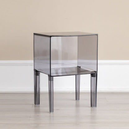 Modern Mid-Century Acrylic Rectangular Nightstand 1/2-Tier Storage Shelves For Bedroom