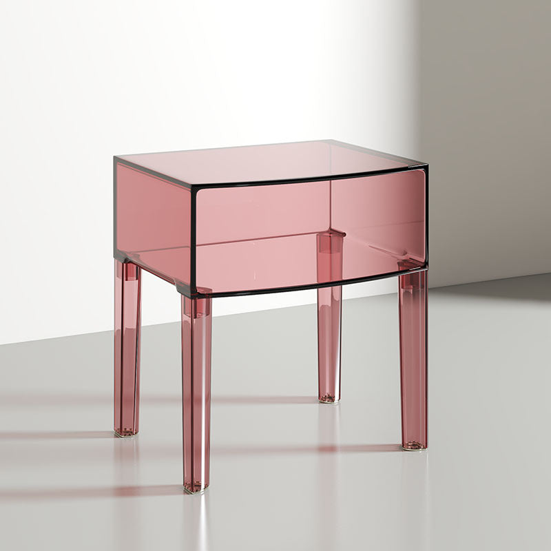 Modern Mid-Century Acrylic Rectangular Nightstand 1/2-Tier Storage Shelves For Bedroom