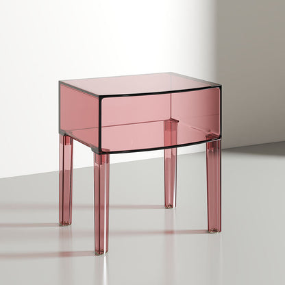Modern Mid-Century Acrylic Rectangular Nightstand 1/2-Tier Storage Shelves For Bedroom