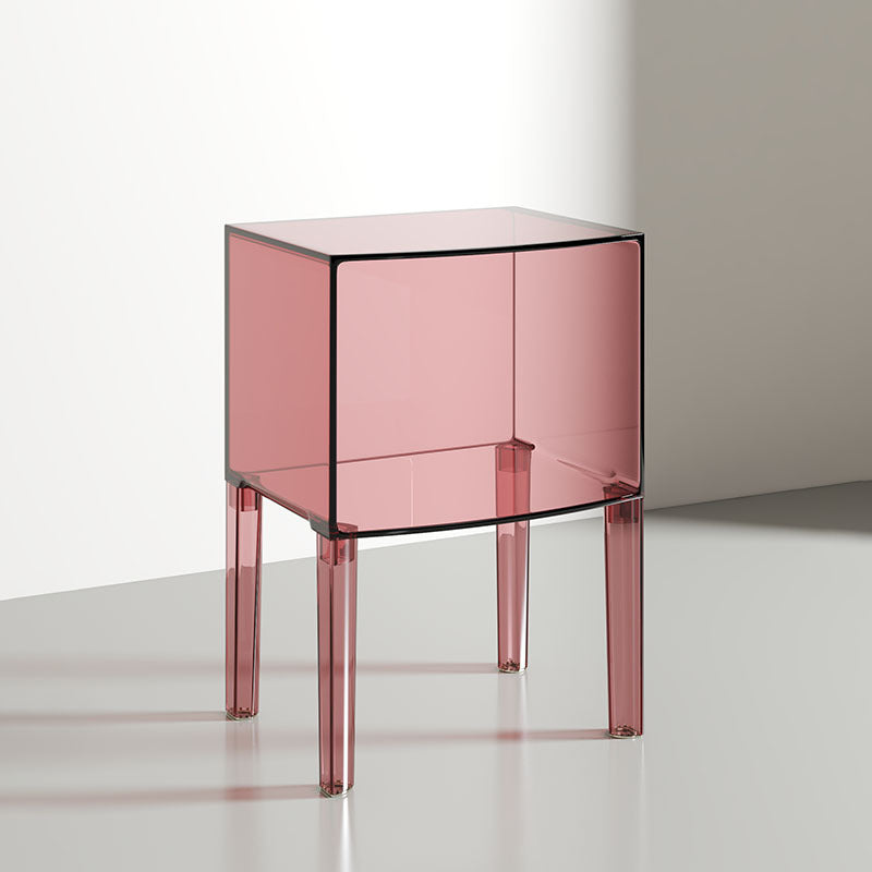 Modern Mid-Century Acrylic Rectangular Nightstand 1/2-Tier Storage Shelves For Bedroom