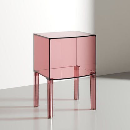 Modern Mid-Century Acrylic Rectangular Nightstand 1/2-Tier Storage Shelves For Bedroom