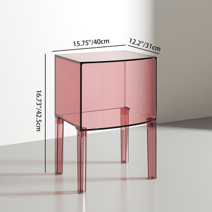 Modern Mid-Century Acrylic Rectangular Nightstand 1/2-Tier Storage Shelves For Bedroom