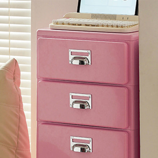 Contemporary Nordic ABS Rectangular Nightstand Storage Cabinets 3-Drawer For Bedroom