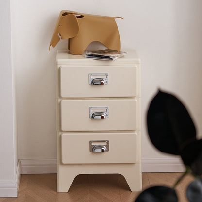 Contemporary Nordic ABS Rectangular Nightstand Storage Cabinets 3-Drawer For Bedroom