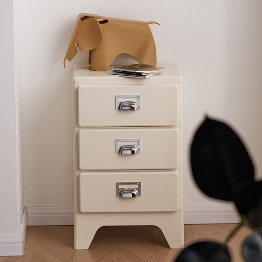 Contemporary Nordic ABS Rectangular Nightstand Storage Cabinets 3-Drawer For Bedroom