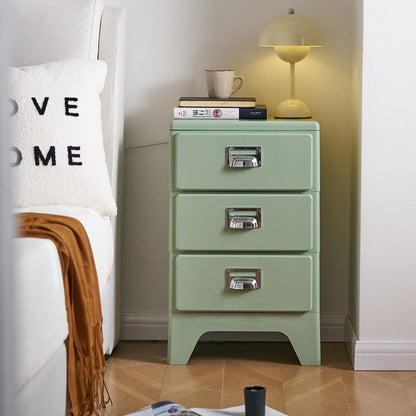 Contemporary Nordic ABS Rectangular Nightstand Storage Cabinets 3-Drawer For Bedroom
