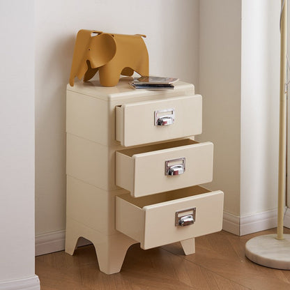 Contemporary Nordic ABS Rectangular Nightstand Storage Cabinets 3-Drawer For Bedroom
