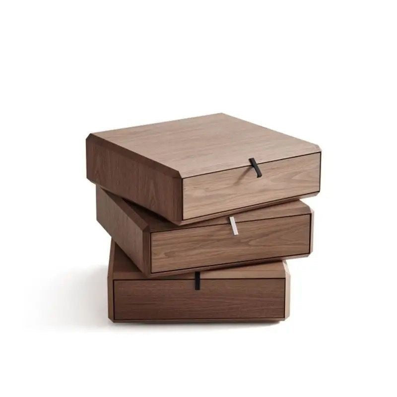 Traditional Vintage Solid Wood Cube Rotating 3-Tier Storage Drawers For Bedroom