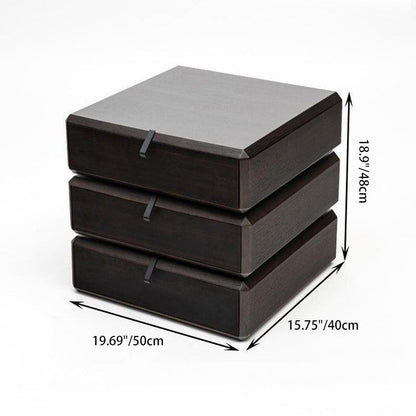 Traditional Vintage Solid Wood Cube Rotating 3-Tier Storage Drawers For Bedroom