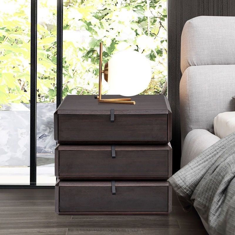 Traditional Vintage Solid Wood Cube Rotating 3-Tier Storage Drawers For Bedroom