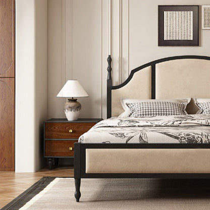 Traditional French Provincial Vintage Walnut Grain Cube Solid Wood Nightstand 2-Drawer For Bedroom