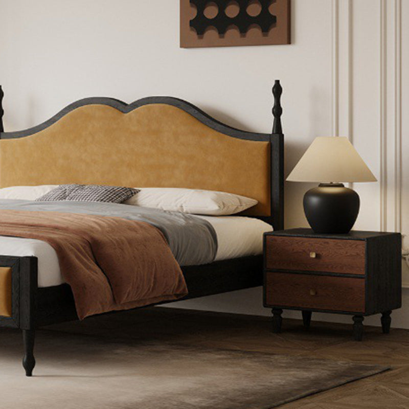 Traditional French Provincial Vintage Walnut Grain Cube Solid Wood Nightstand 2-Drawer For Bedroom