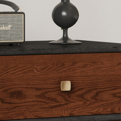 Traditional French Provincial Vintage Walnut Grain Cube Solid Wood Nightstand 2-Drawer For Bedroom