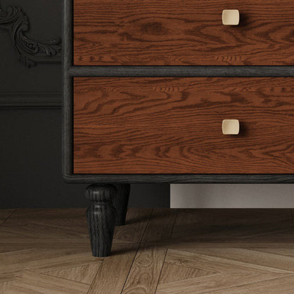 Traditional French Provincial Vintage Walnut Grain Cube Solid Wood Nightstand 2-Drawer For Bedroom