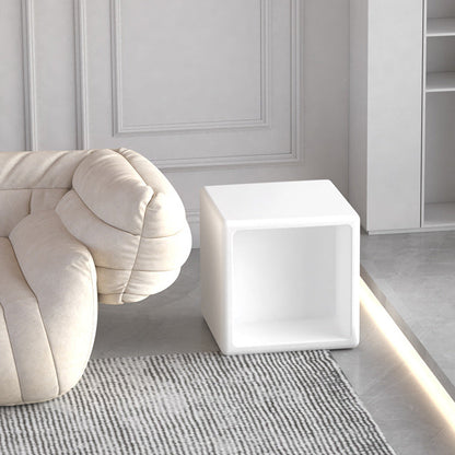 Modern Minimalist Plastic Geometric Cube Illuminated Nightstand 1-Storage Cabinet For Bedroom