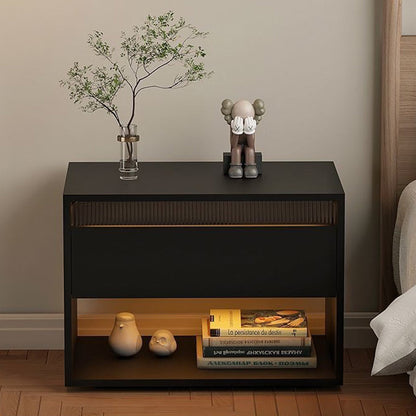 Traditional Japanese Cube Medium Density Fiberboard Nightstand 1-Drawer Storage Cabinet For Bedroom