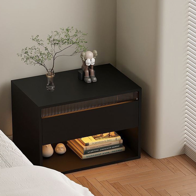 Traditional Japanese Cube Medium Density Fiberboard Nightstand 1-Drawer Storage Cabinet For Bedroom