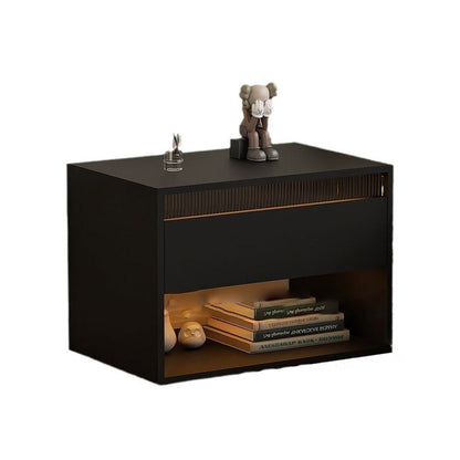 Traditional Japanese Cube Medium Density Fiberboard Nightstand 1-Drawer Storage Cabinet For Bedroom