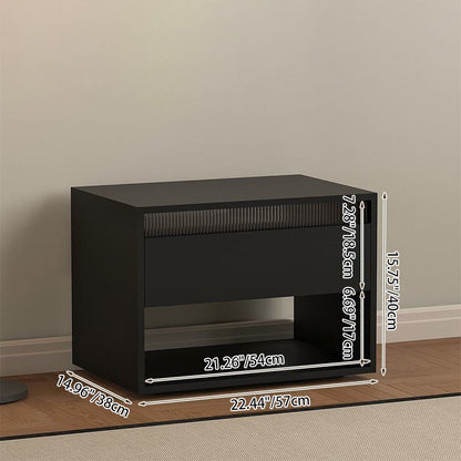 Traditional Japanese Cube Medium Density Fiberboard Nightstand 1-Drawer Storage Cabinet For Bedroom