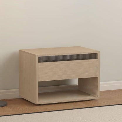 Traditional Japanese Cube Medium Density Fiberboard Nightstand 1-Drawer Storage Cabinet For Bedroom