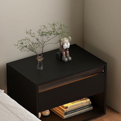 Traditional Japanese Cube Medium Density Fiberboard Nightstand 1-Drawer Storage Cabinet For Bedroom