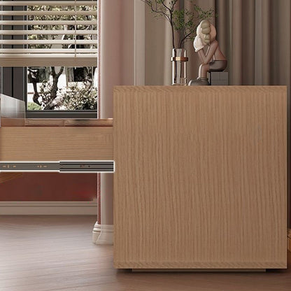 Traditional Japanese Cube Medium Density Fiberboard Nightstand 1-Drawer Storage Cabinet For Bedroom