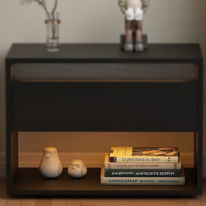 Traditional Japanese Cube Medium Density Fiberboard Nightstand 1-Drawer Storage Cabinet For Bedroom