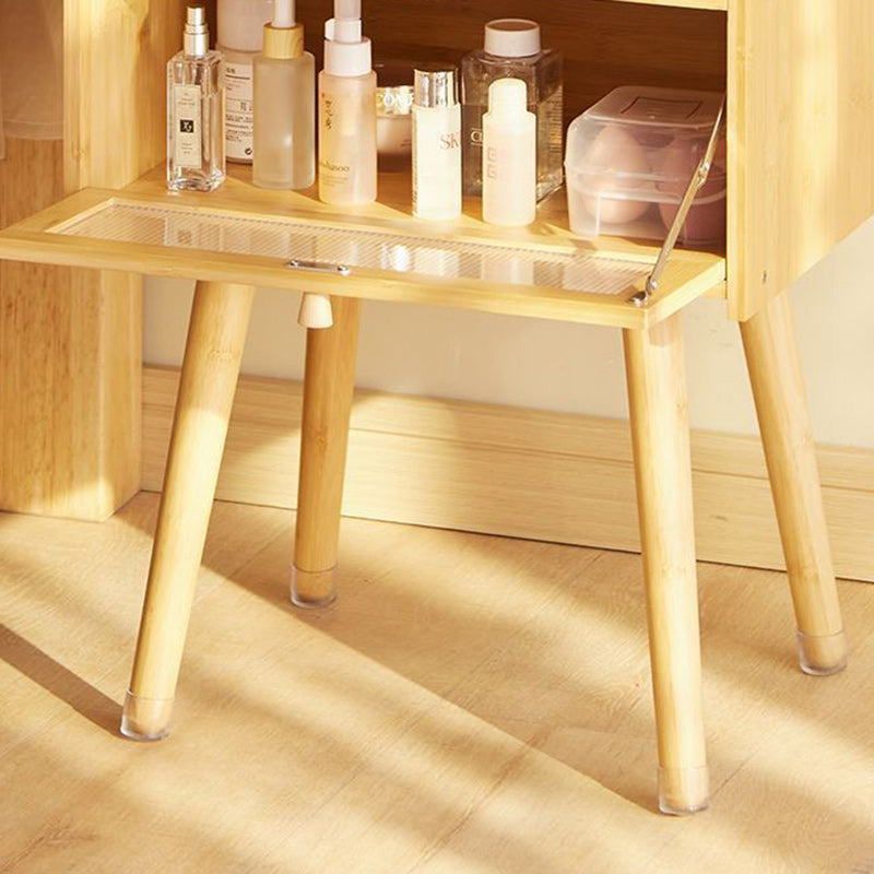 Traditional Japanese Square Solid Wood Nightstand 2-Storage Cabinet For Bedroom