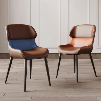 Contemporary Luxury Square Faux Napa Leather Upholstered Dining Chair Wing Back For Dining Room