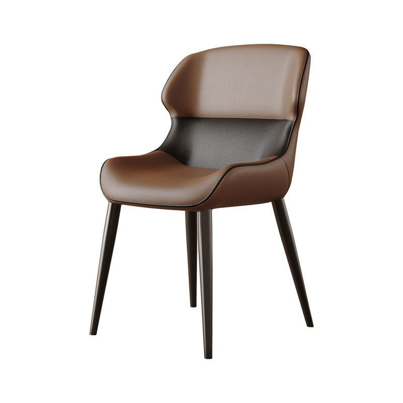 Contemporary Luxury Square Faux Napa Leather Upholstered Dining Chair Wing Back For Dining Room