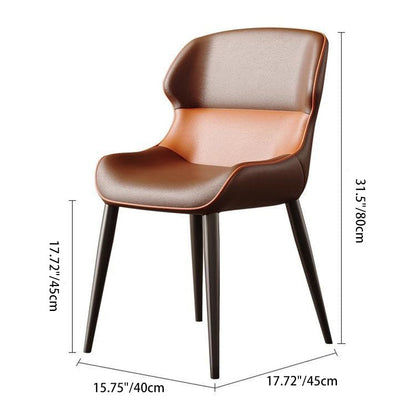 Contemporary Luxury Square Faux Napa Leather Upholstered Dining Chair Wing Back For Dining Room