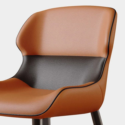 Contemporary Luxury Square Faux Napa Leather Upholstered Dining Chair Wing Back For Dining Room