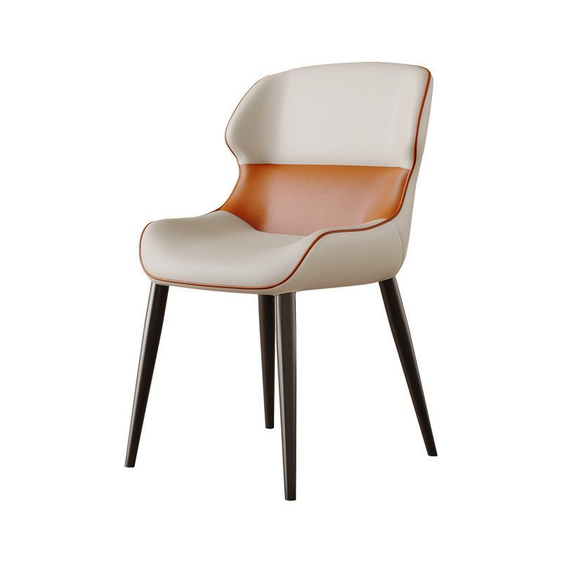 Contemporary Luxury Square Faux Napa Leather Upholstered Dining Chair Wing Back For Dining Room