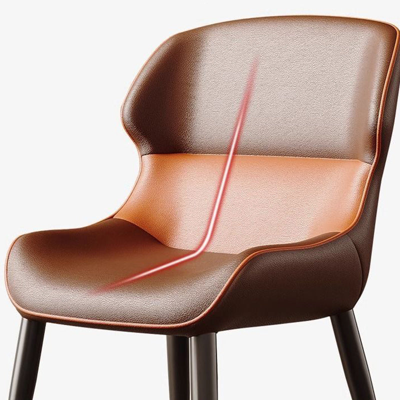 Contemporary Luxury Square Faux Napa Leather Upholstered Dining Chair Wing Back For Dining Room