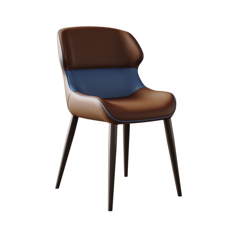 Contemporary Luxury Square Faux Napa Leather Upholstered Dining Chair Wing Back For Dining Room