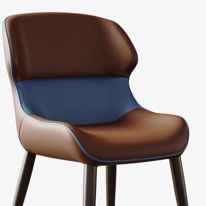 Contemporary Luxury Square Faux Napa Leather Upholstered Dining Chair Wing Back For Dining Room