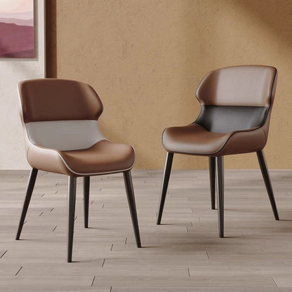 Contemporary Luxury Square Faux Napa Leather Upholstered Dining Chair Wing Back For Dining Room