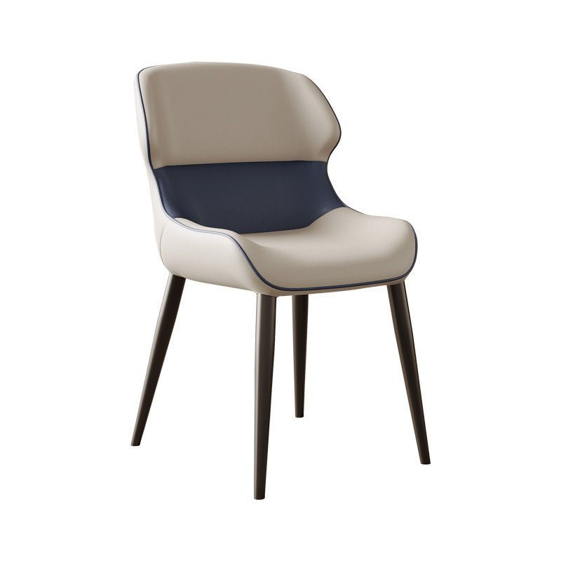 Contemporary Luxury Square Faux Napa Leather Upholstered Dining Chair Wing Back For Dining Room