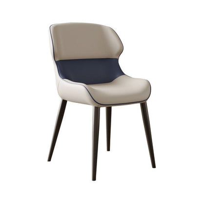 Contemporary Luxury Square Faux Napa Leather Upholstered Dining Chair Wing Back For Dining Room