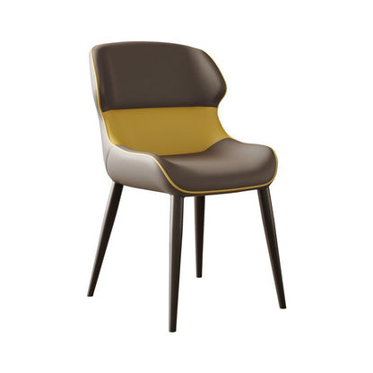 Contemporary Luxury Square Faux Napa Leather Upholstered Dining Chair Wing Back For Dining Room