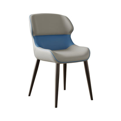 Contemporary Luxury Square Faux Napa Leather Upholstered Dining Chair Wing Back For Dining Room