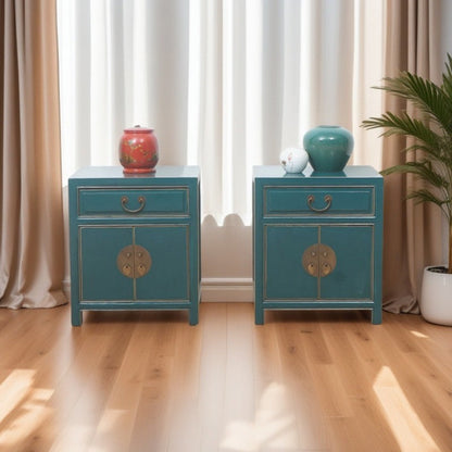 Traditional Colonial Solid Wood Cubic Storage Cabinet Nightstand 1-Drawer & Cabinet For Bedroom