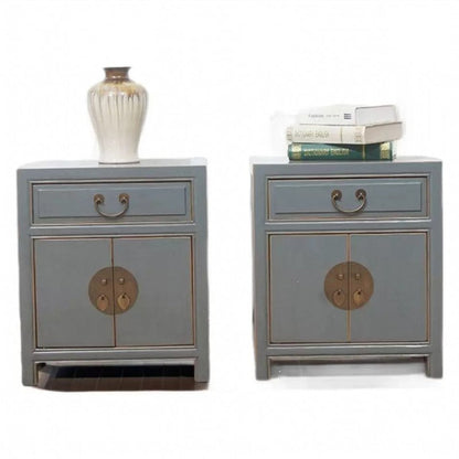 Traditional Colonial Solid Wood Cubic Storage Cabinet Nightstand 1-Drawer & Cabinet For Bedroom