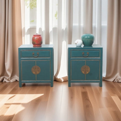 Traditional Colonial Solid Wood Cubic Storage Cabinet Nightstand 1-Drawer & Cabinet For Bedroom