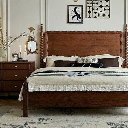 Traditional French Cube Solid Wood Nightstand 2-Drawer For Bedroom