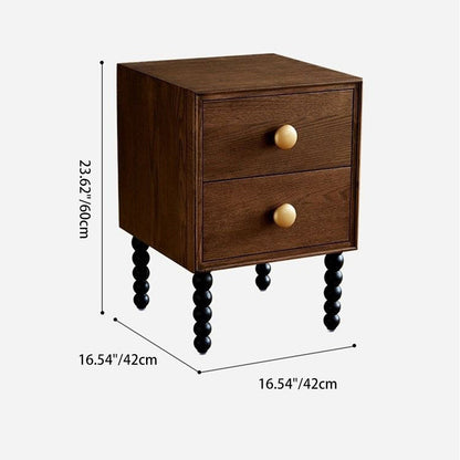 Traditional French Cube Solid Wood Nightstand 2-Drawer For Bedroom