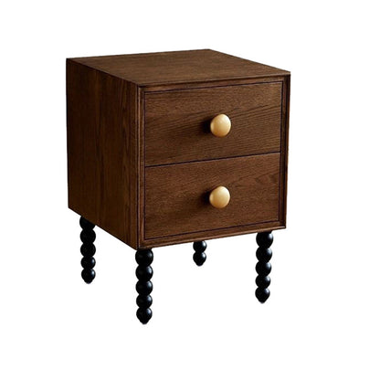 Traditional French Cube Solid Wood Nightstand 2-Drawer For Bedroom
