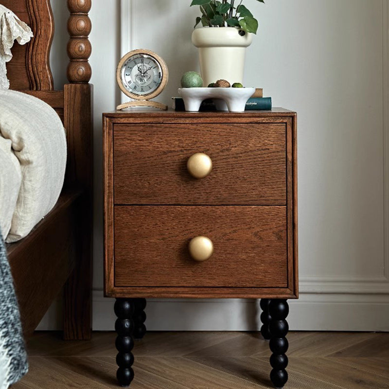 Traditional French Cube Solid Wood Nightstand 2-Drawer For Bedroom